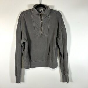 Sundry Crop Three Quarter Zip Up Sweat Shirt Long Sleeve Gray Size 3 Large